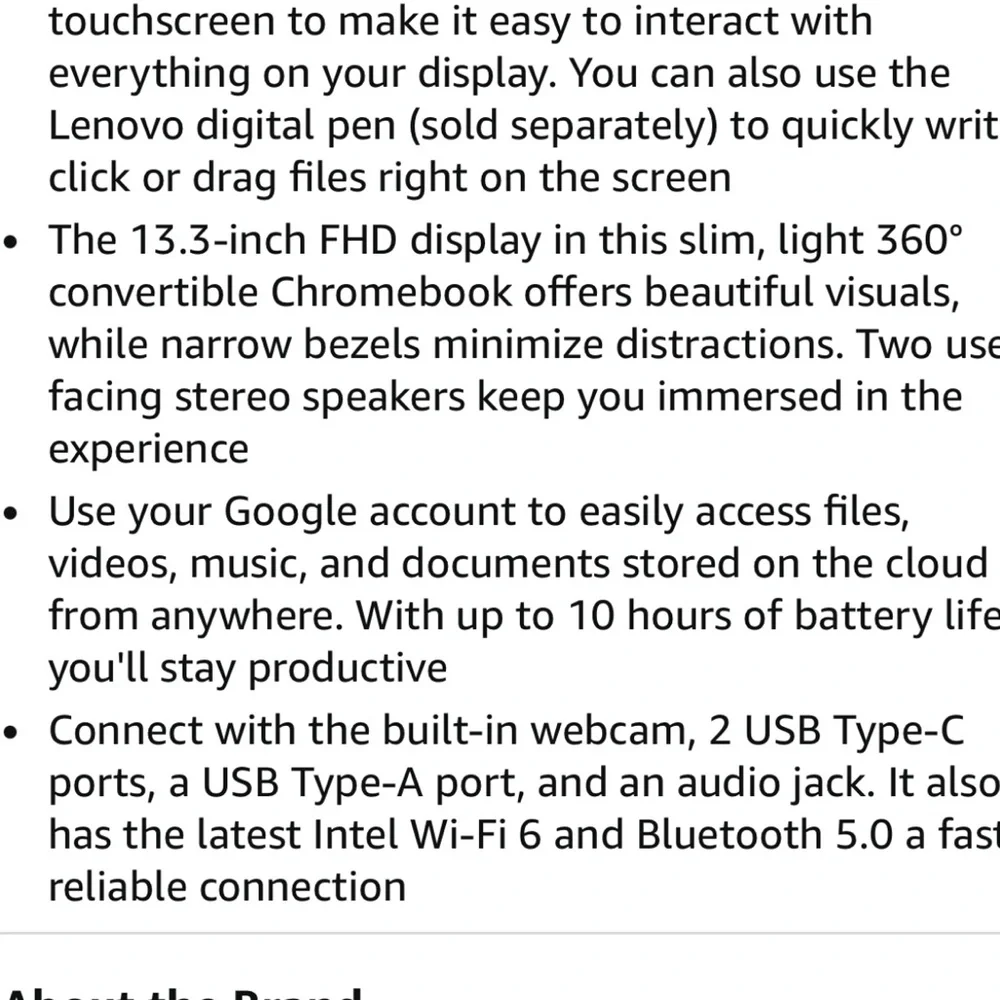 Lenovo Chromebook 13.3” display. Retails $360. Like new.